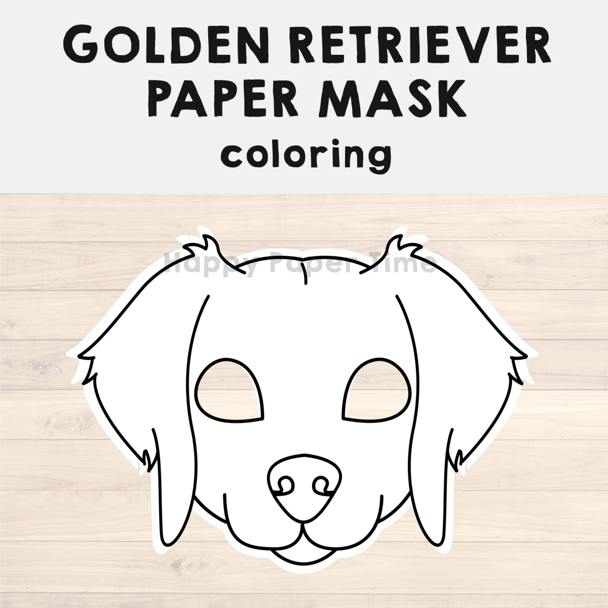 Golden retriever paper mask printable dog animal coloring craft activity made by teachers