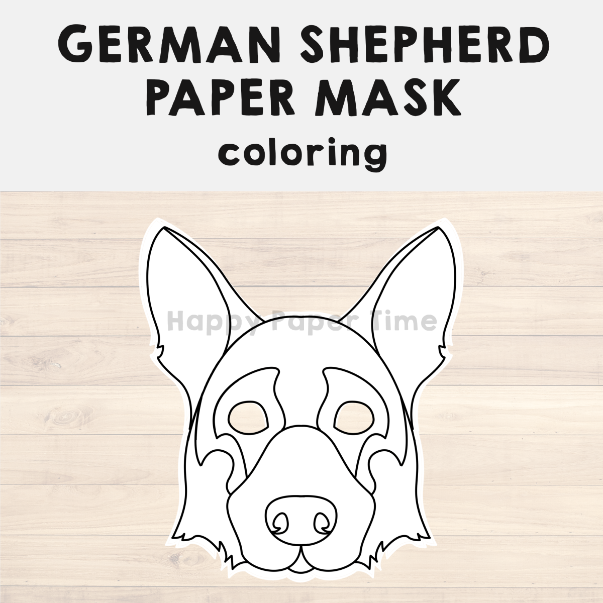 German shepherd paper mask printable dog animal coloring craft activity made by teachers