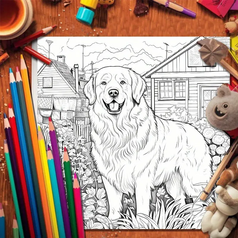 Upgraded thickened paper book of dog world coloring book