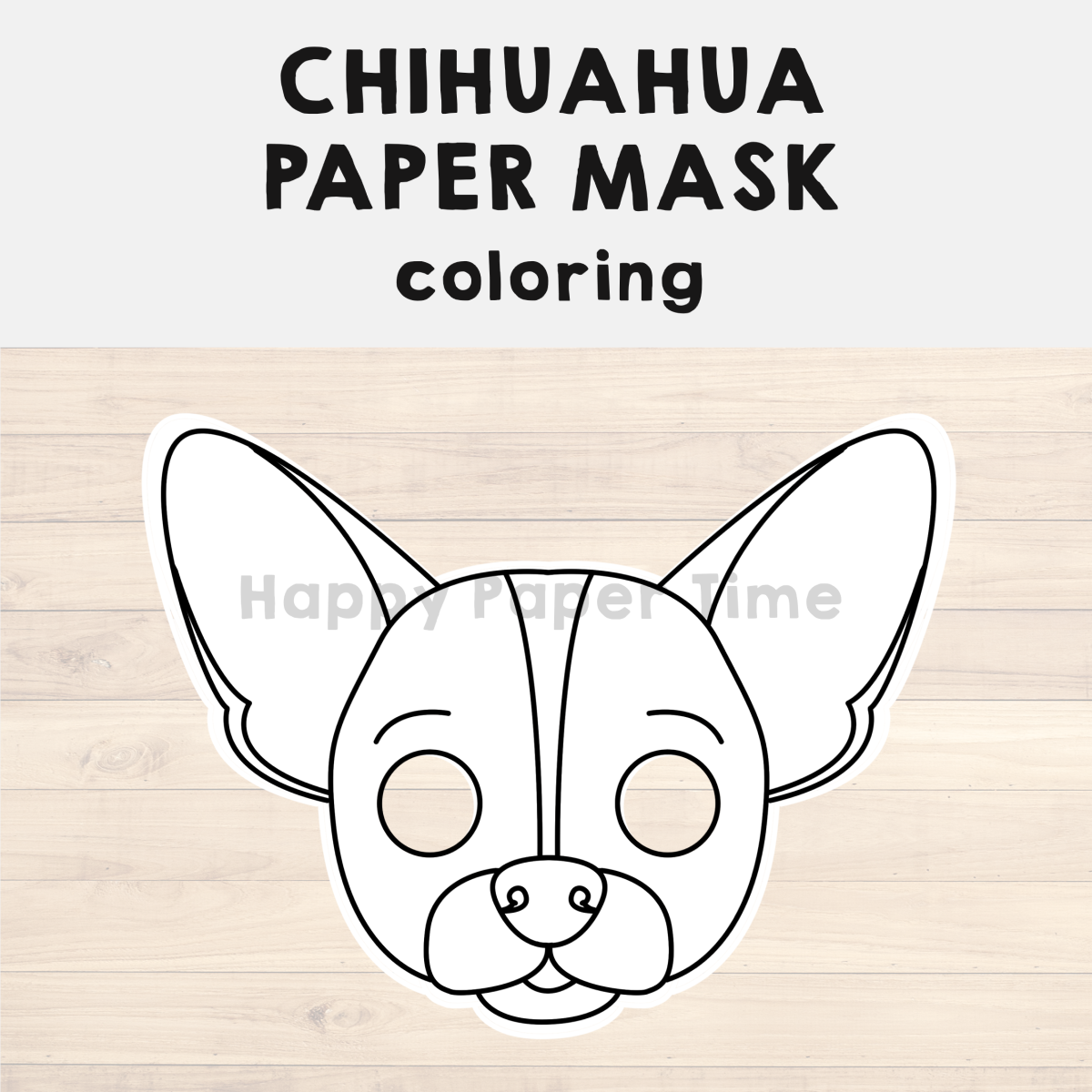 Chihuahua paper mask printable dog animal coloring craft activity costume made by teachers