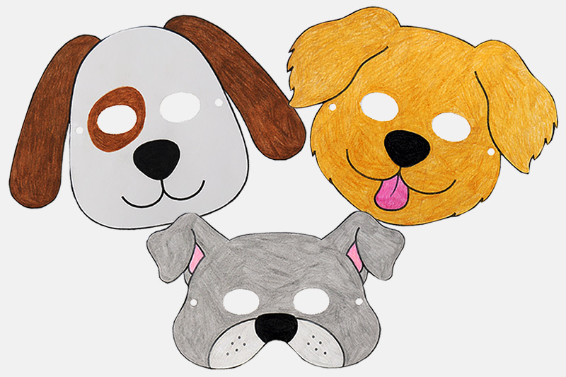 Dog or puppy masks free printable templates coloring pages