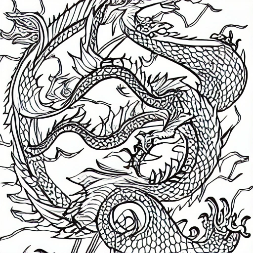 A dragon on a branch kawi style cartoon coloring page for kid