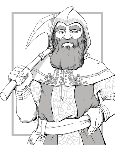 Dungeons and dragons dwarf coloring page free printable coloring pages