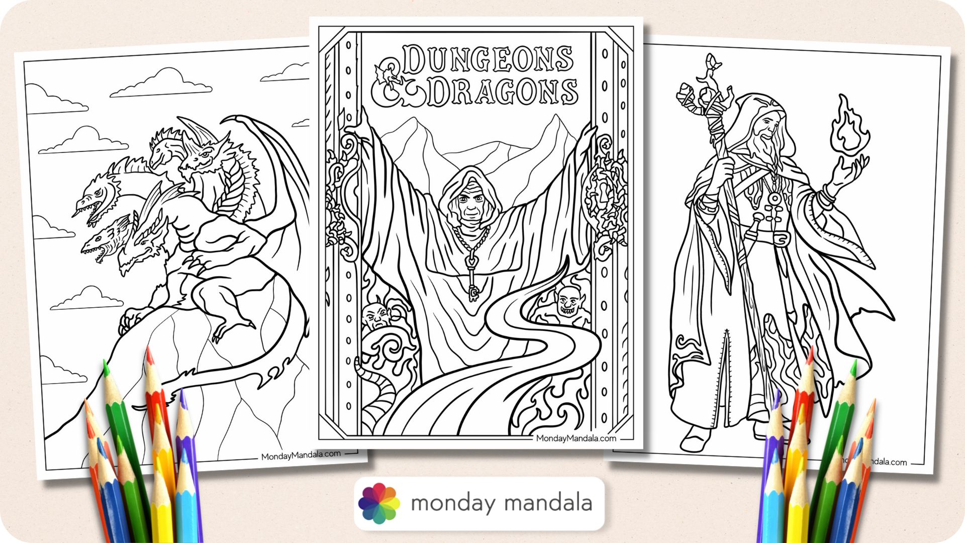 Dungeons dragons coloring pages free printables