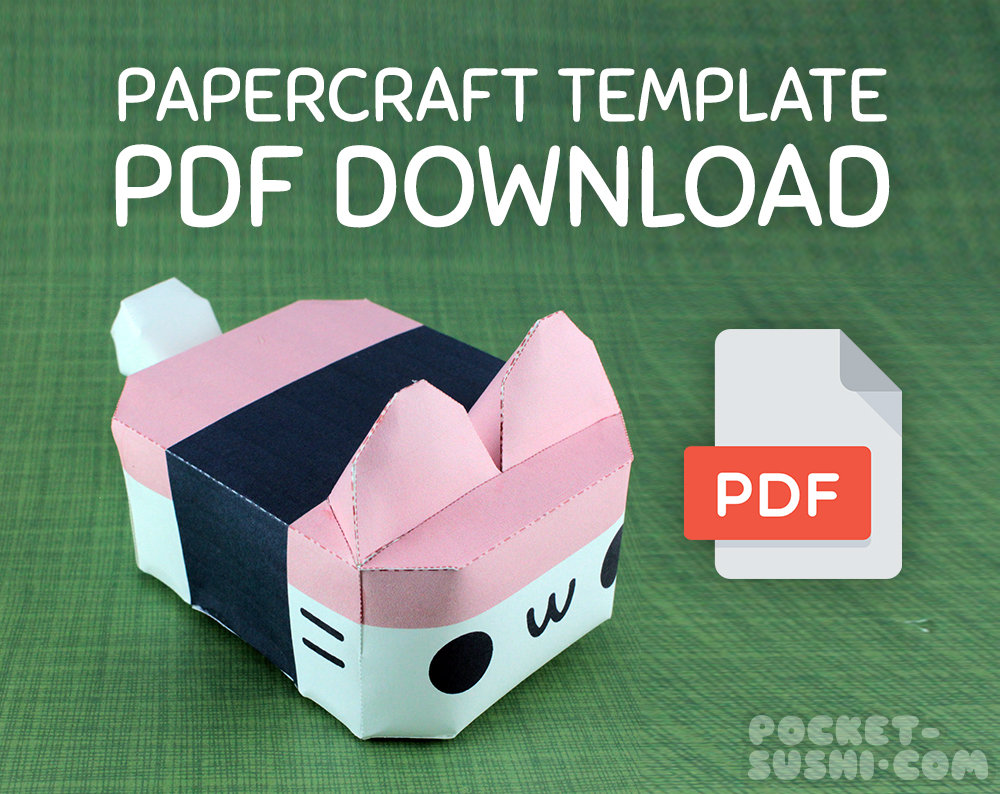 Mewsubi the musubi cat papercraft template