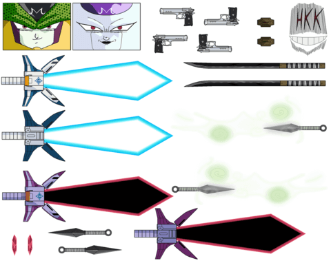 Swords and guns from soul eater paper toys free printable papercraft templates