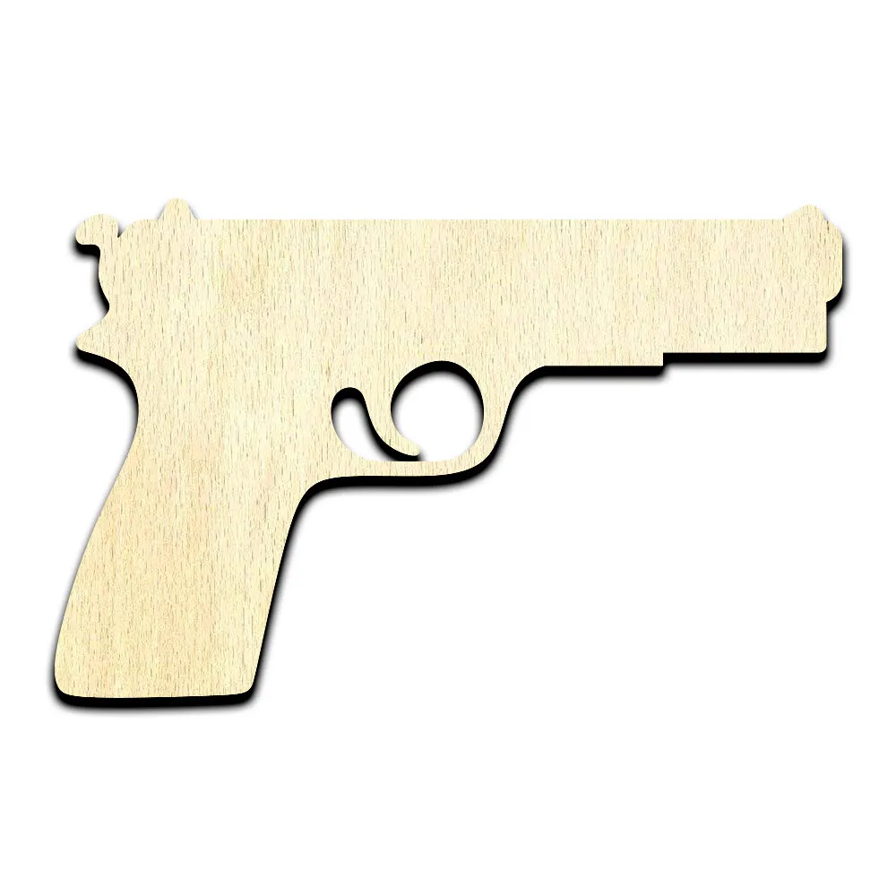 Handgun pistol laser cut out unfinished wood shape craft supply