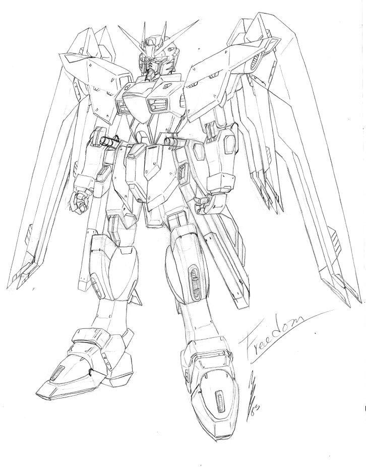 Freedom gundam sketch by guyverc on