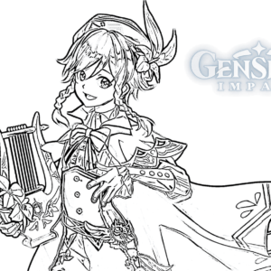 Genshin impact coloring pages printable for free download