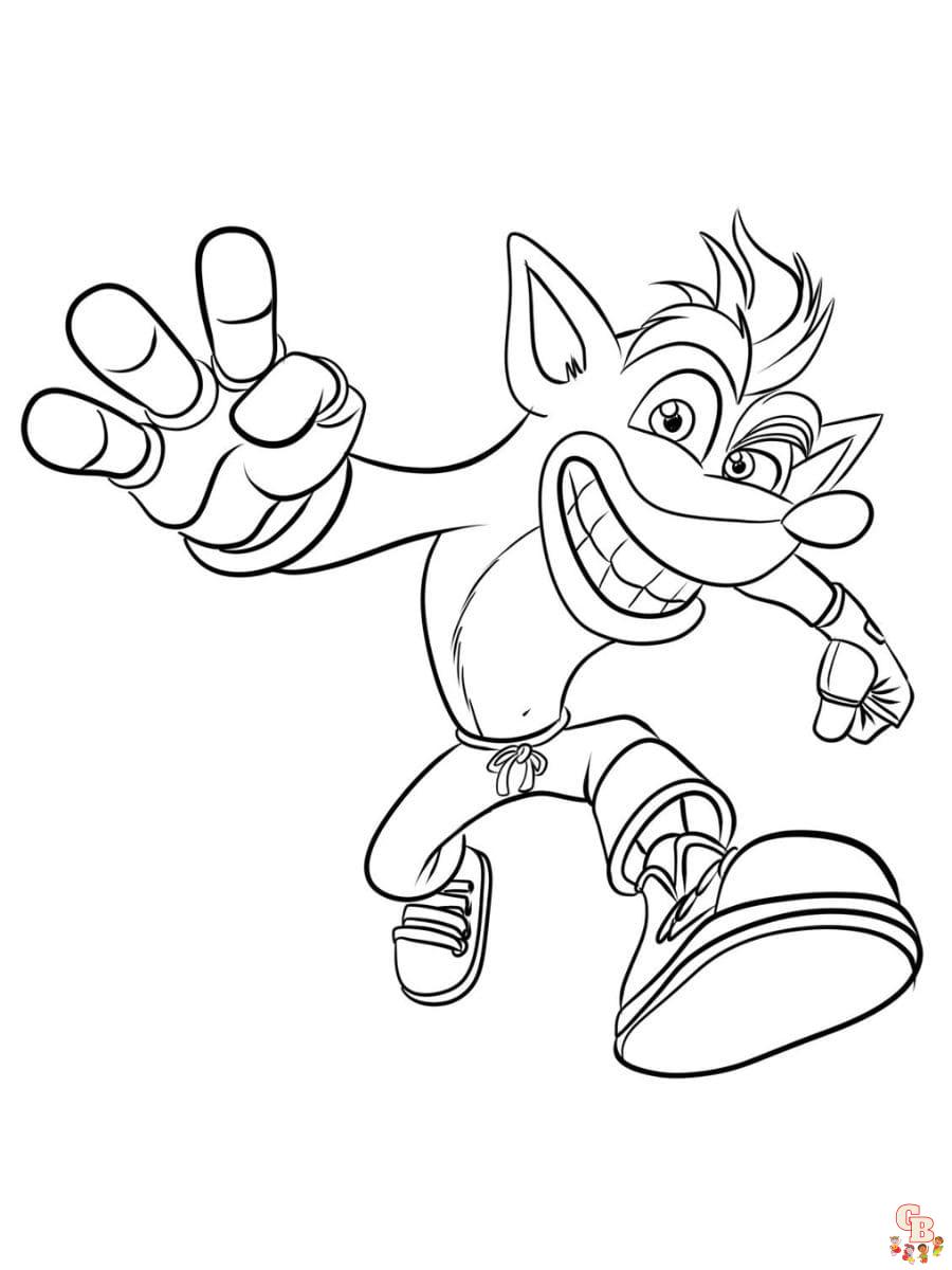 Printable crash bandicoot coloring pages free