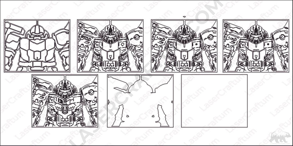 Gundam zaku layered design for cutting