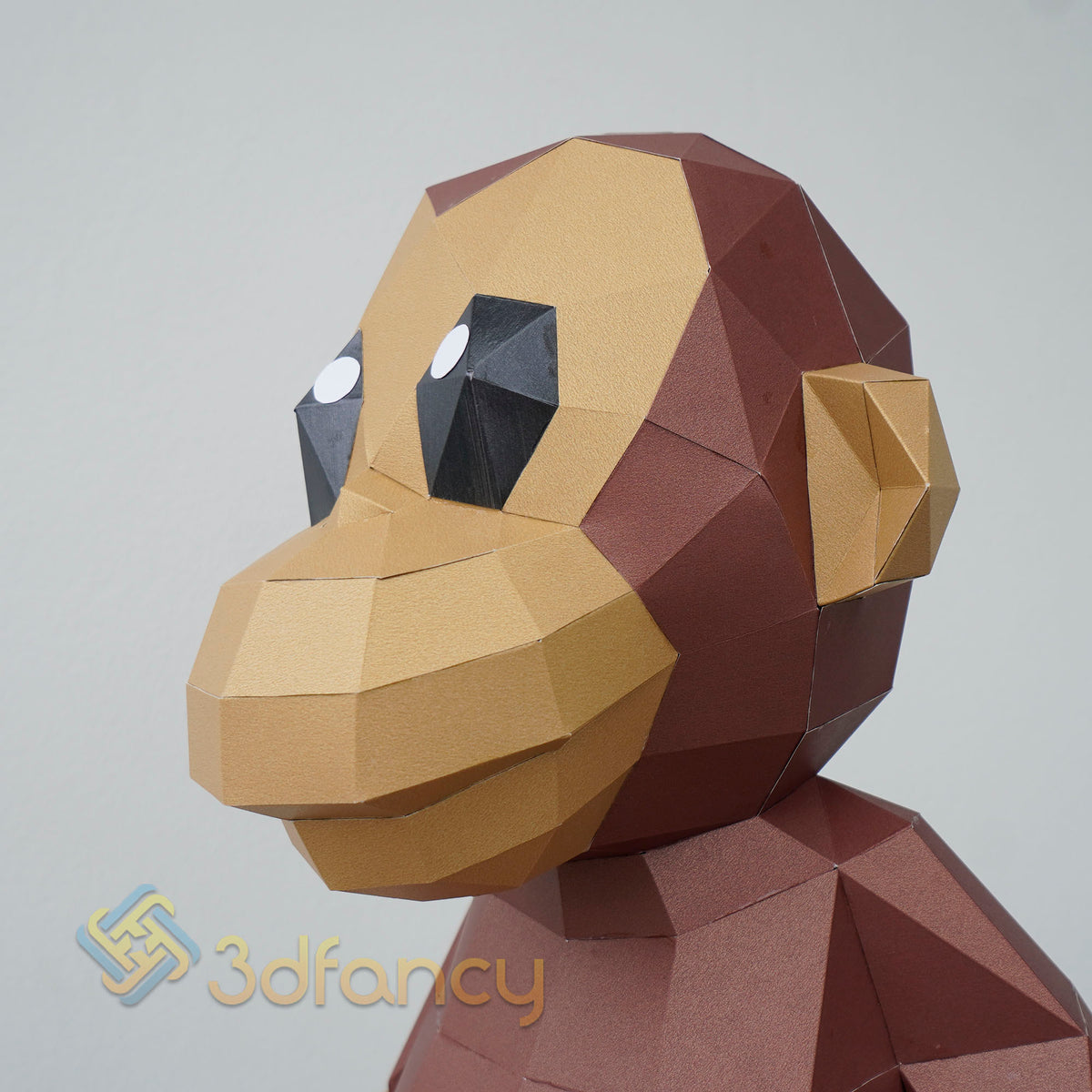 Low poly monkey papercraft pdf d svg template â