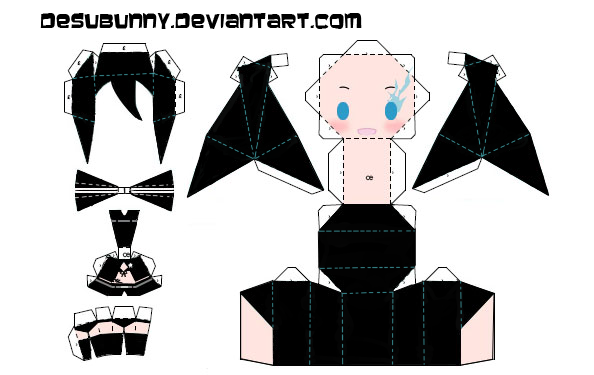 Black rock shooter miku by tsunyandere on deviantart paper crafts black rock shooter papercraft printable