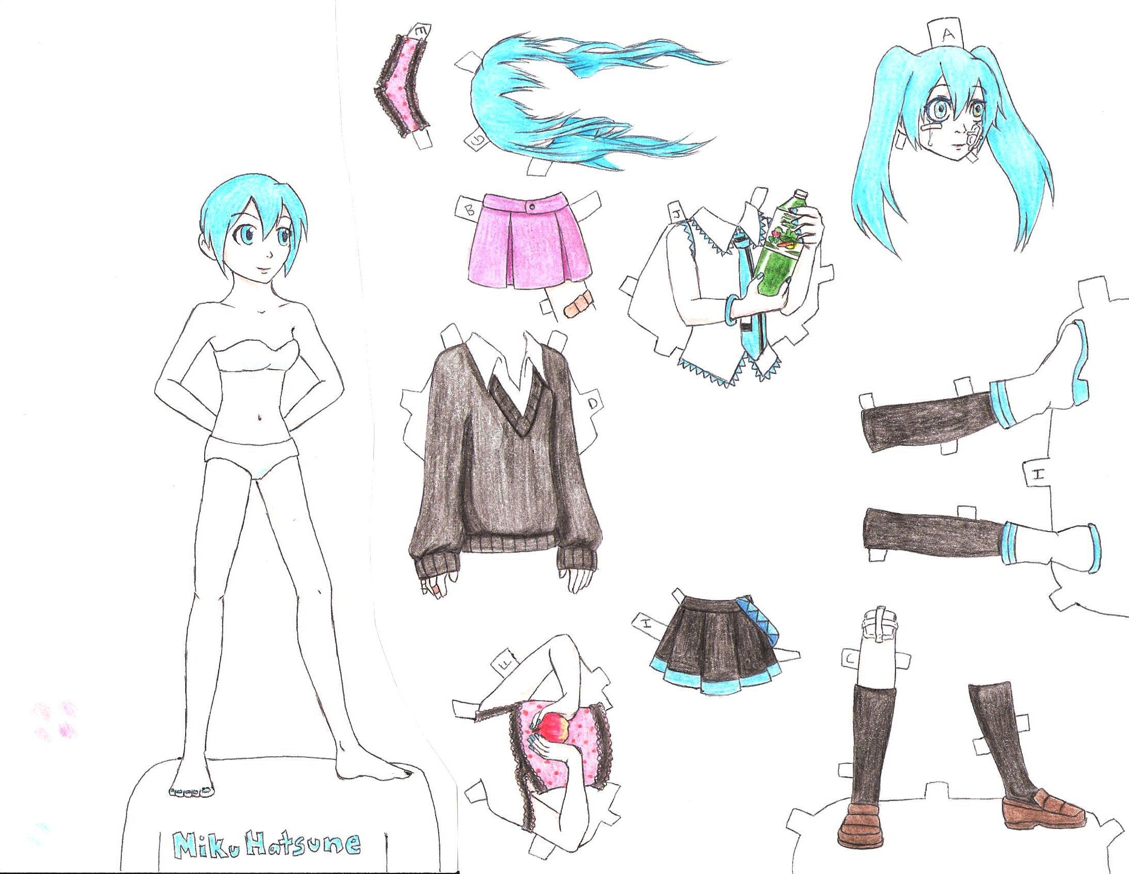 Hatsune miku paper doll by koumori