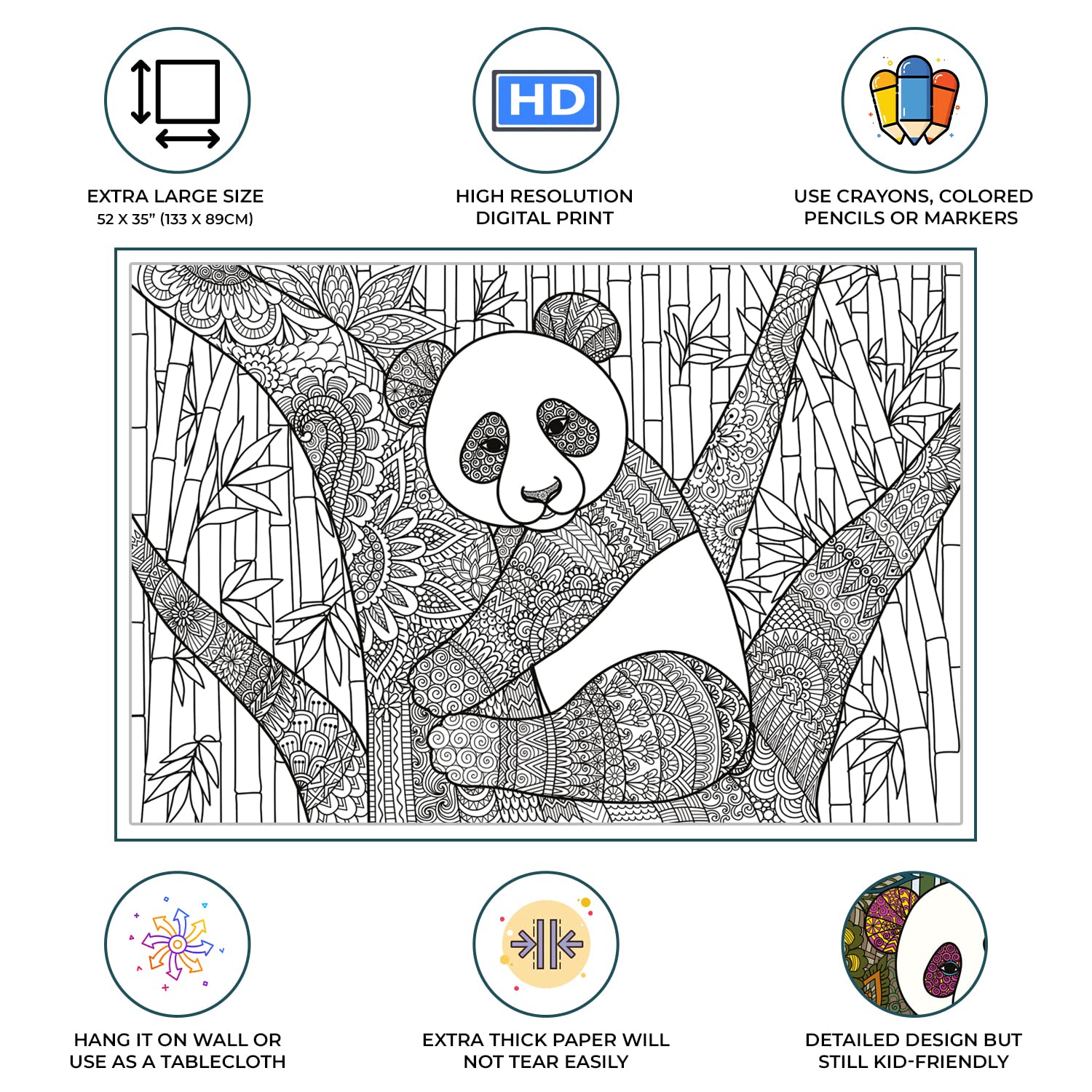 Dekali designs panda coloring poster