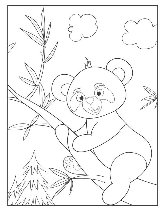 Printable panda coloring pages for children instant download