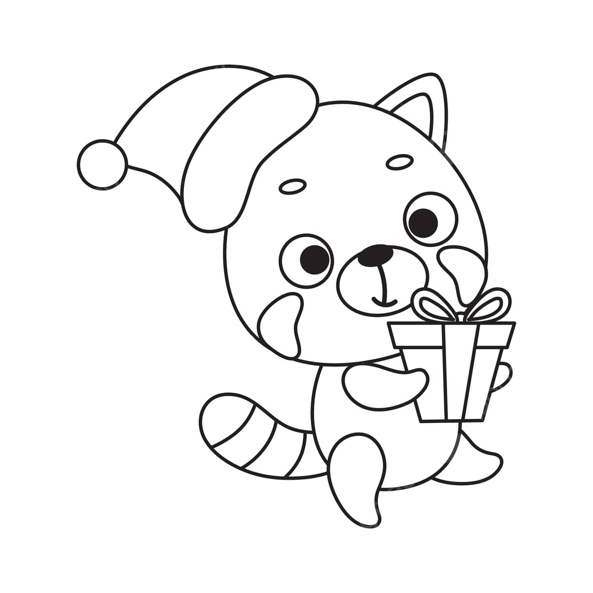 Cute red panda with gift box coloring page for kids vector panda drawing ring drawing kid drawing png and vector with transparent background for free download