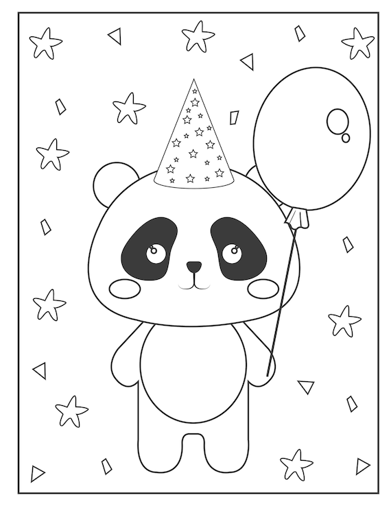 Printable panda coloring pages for children instant download