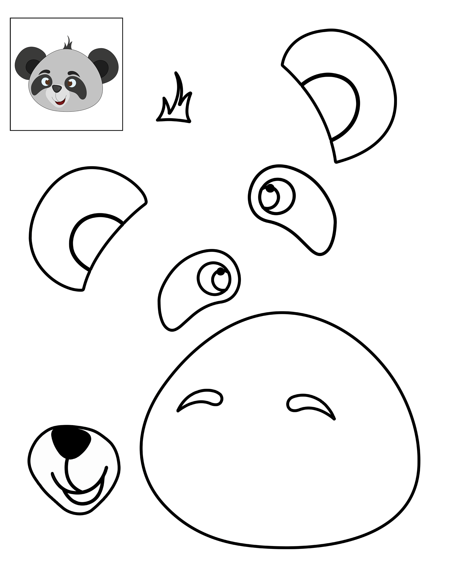 Color cut and glue panda head preschool printable template free printable papercraft templates