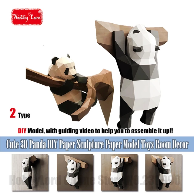 New cute d panda diy paper sculptures d animal paper craft room decorations educational paper model toy gifts party favor