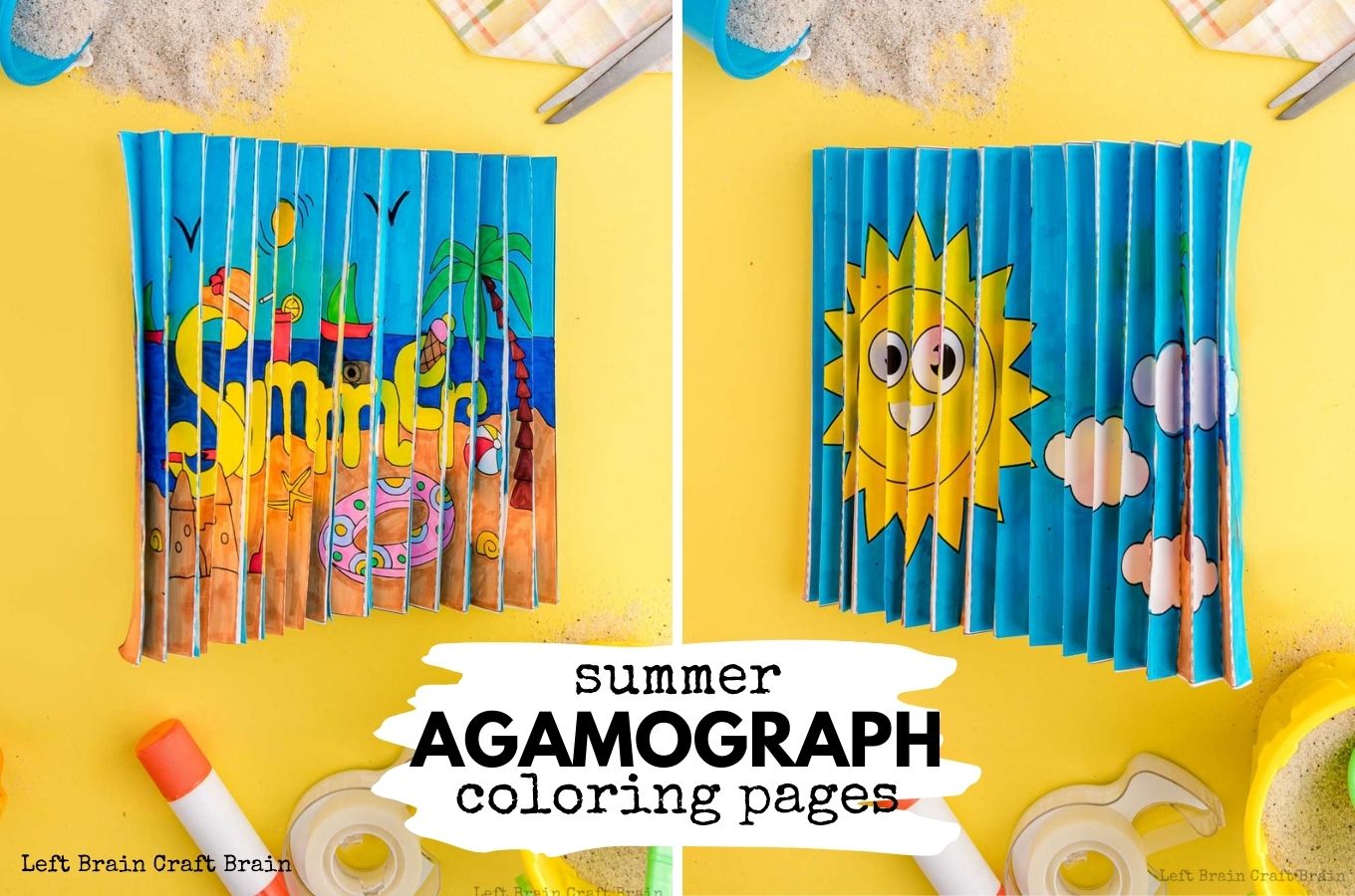 Summer agamograph coloring with template