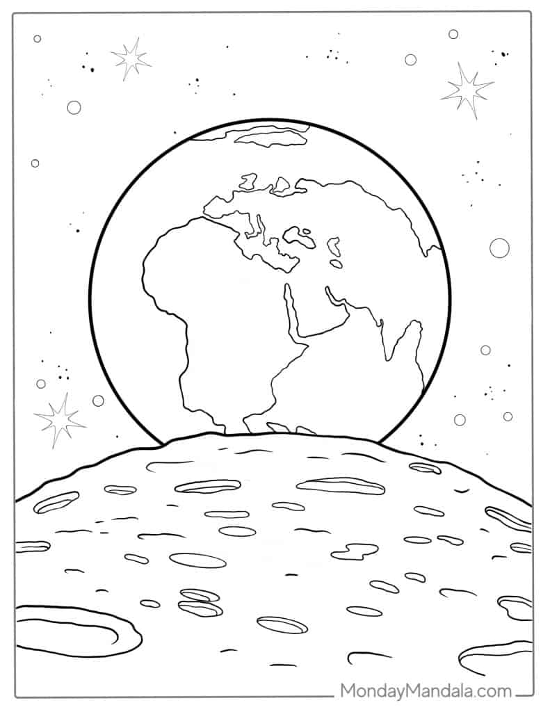 Moon coloring pages free pdf printables