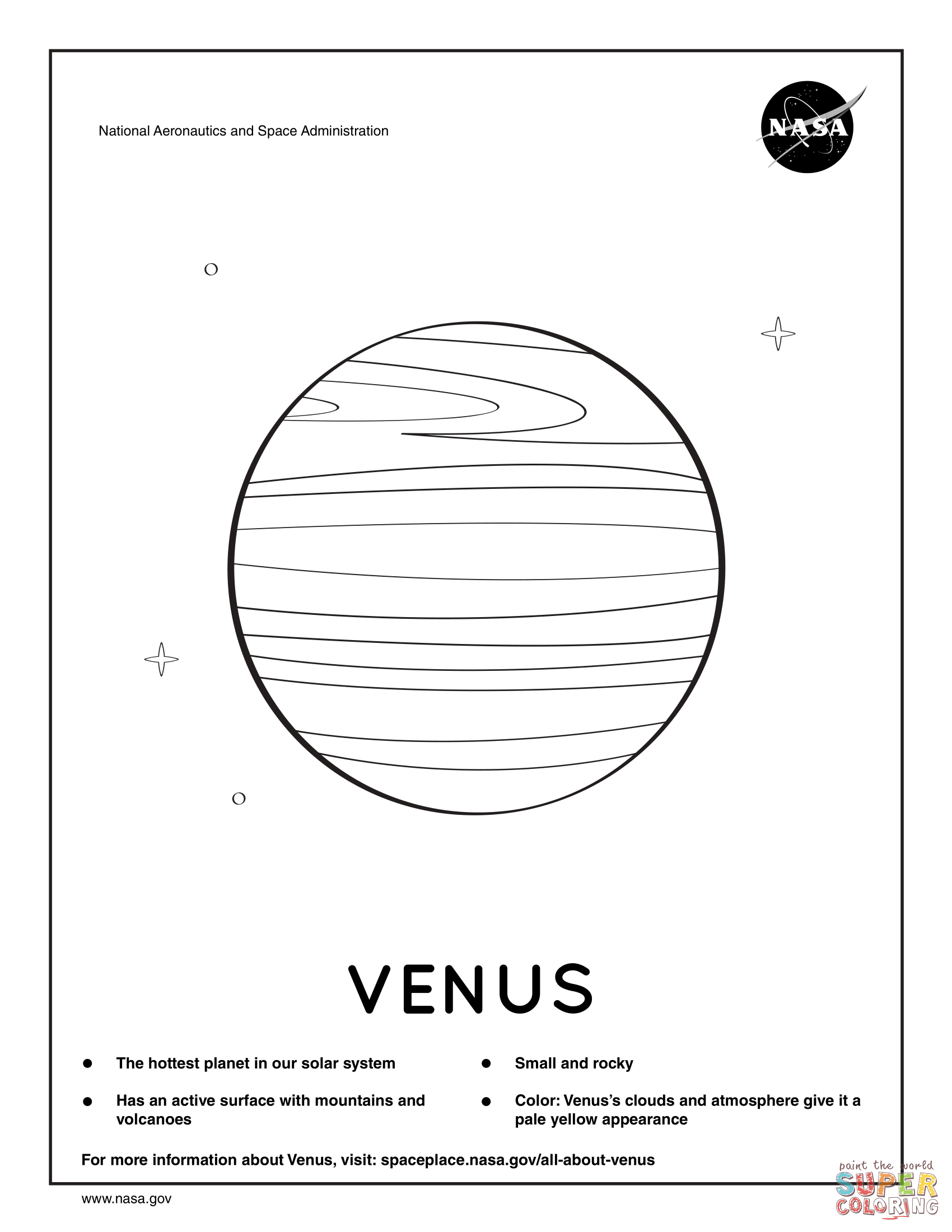 Solar system planet venus coloring page free printable coloring pages