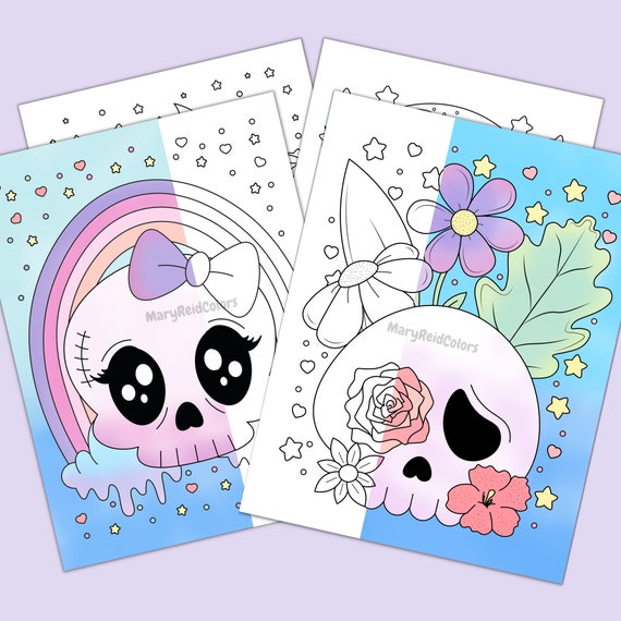Skull coloring pages creepy coloring pages pastel skull