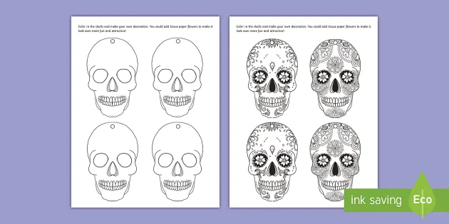 Day of the dead skull printable resource usa