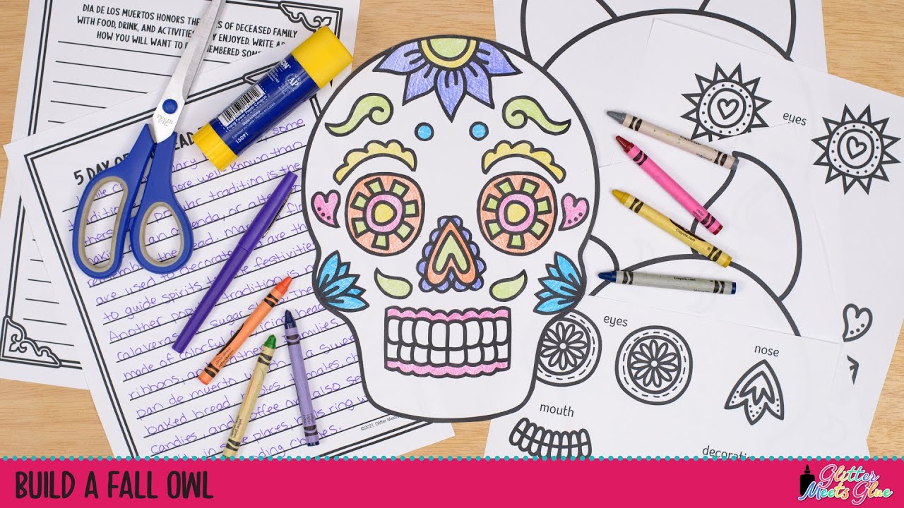 Sugar skull coloring craft â day of the dead craft for elementary