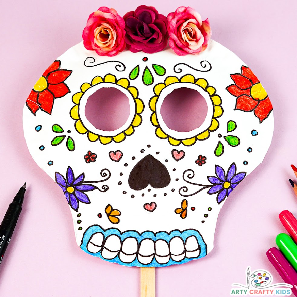 Paper plate sugar skull craft for the day of the dead