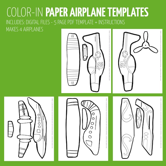 Styles paper airplanes coloring pages color