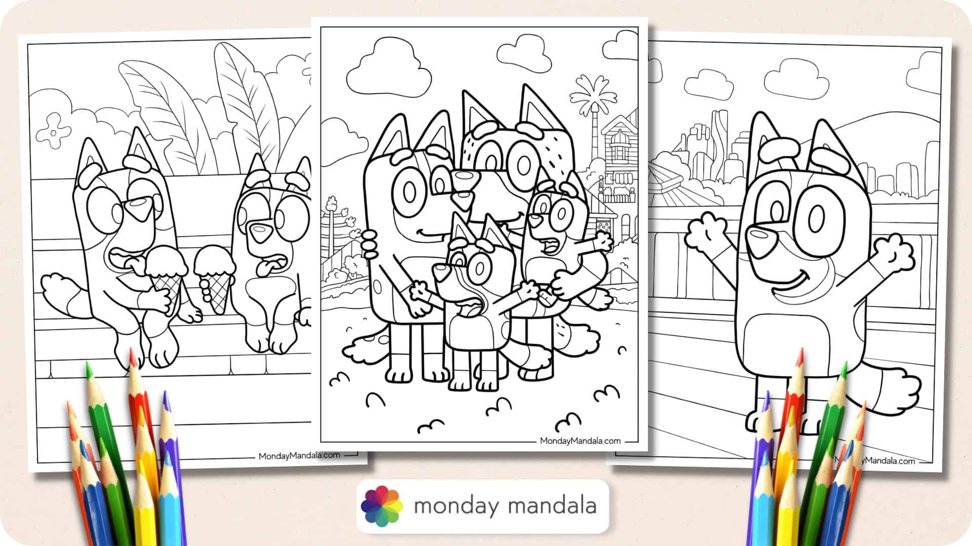 Bluey coloring pages free pdf printables