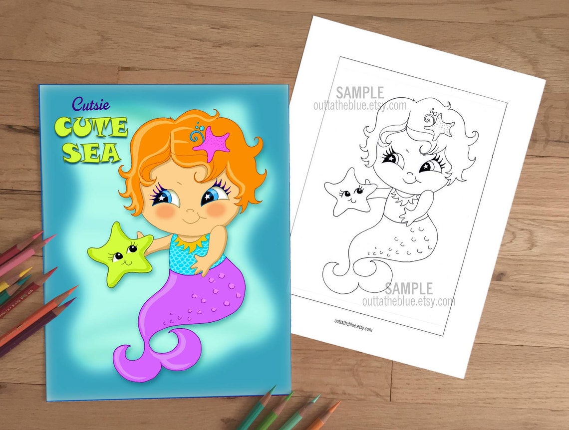 Cute sea printable coloring pages for kids digital upload pdf files â outta the blue studio