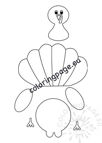 Thanksgiving turkey template paper craft coloring page