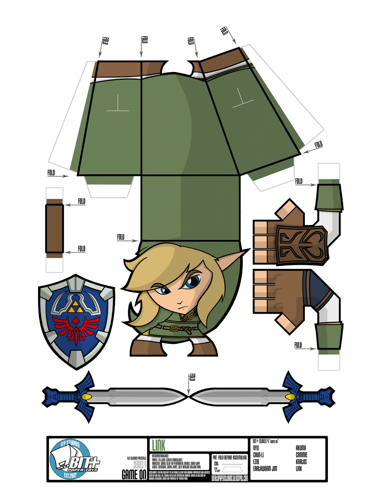 Bit paper toy series game on link released itp studios paper toys papercraft pokemon super mario coloring pages