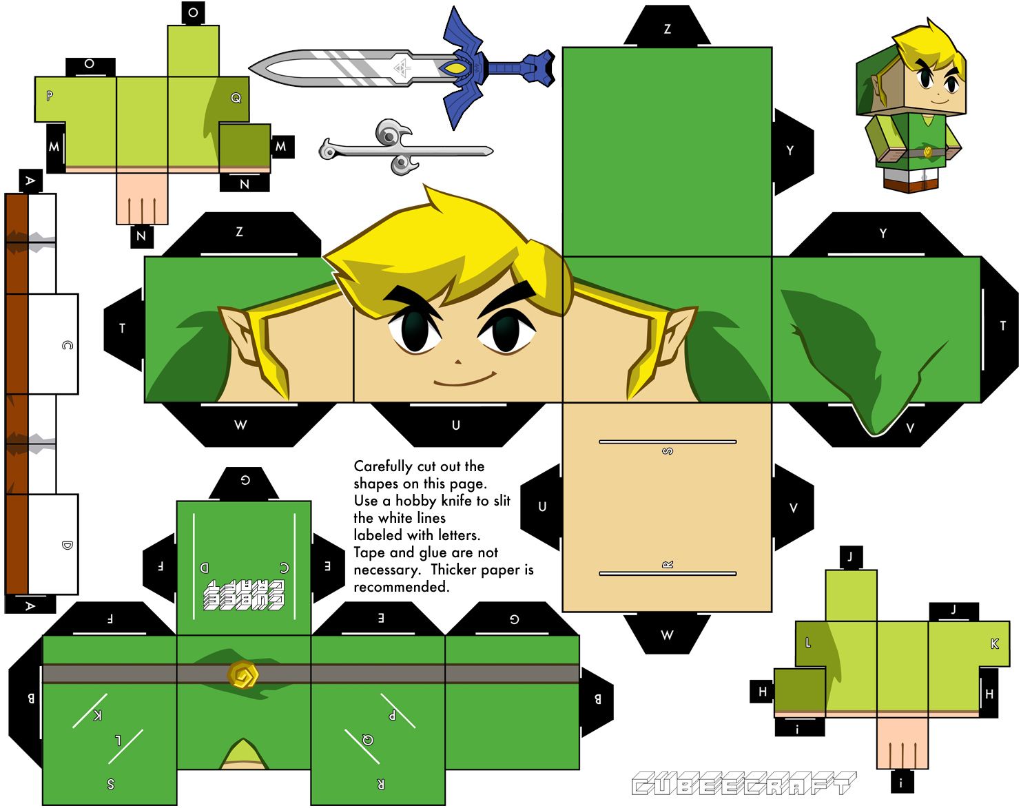 Origami zelda paper toys template paper toys
