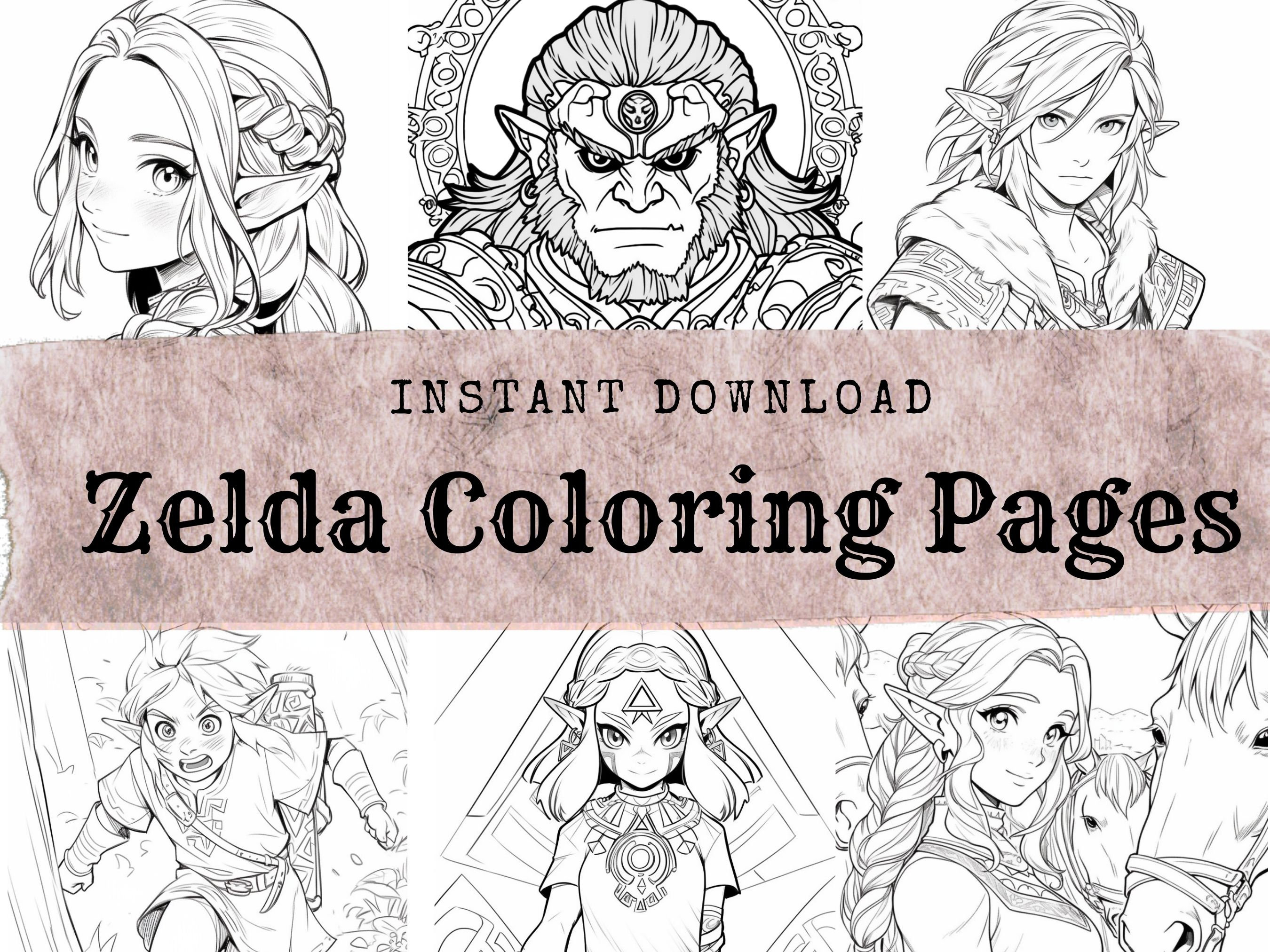 Enchanting legend of zelda coloring book explore hyrules magic printable zelda coloring pages fun for kids and adults by moodpixels
