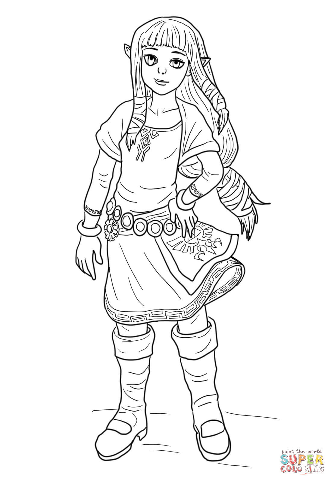 Young zelda coloring page free printable coloring pages