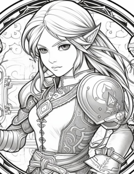 Fun past time legend of zelda coloring pages link princess zelda triforce coloring page fantasy loz gamer coloring ai art coloring book download now
