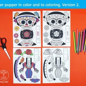 La catrina paper puppet halloween holiday printable