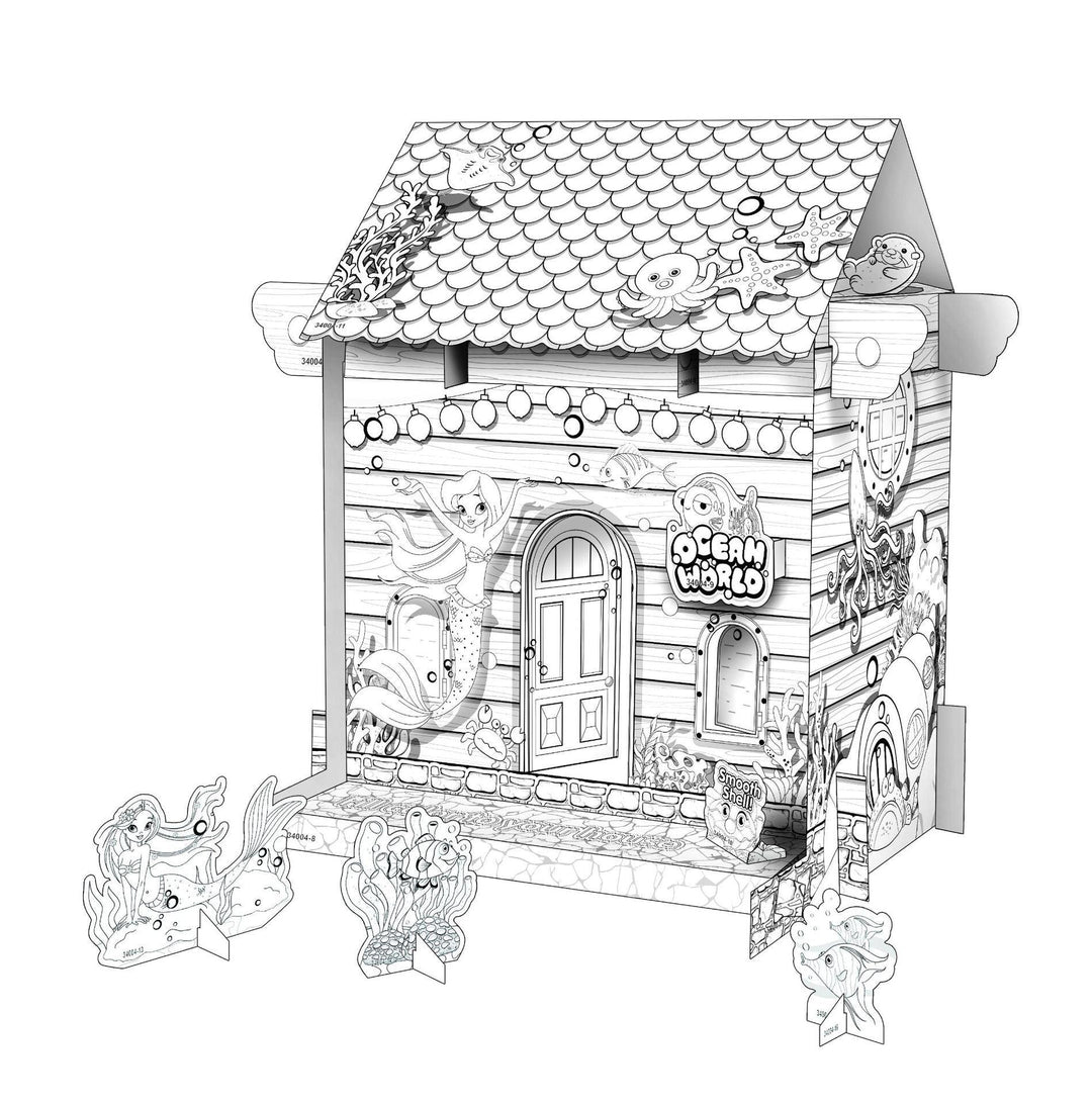 Educational paper toy mini diy creative cardboard coloring house