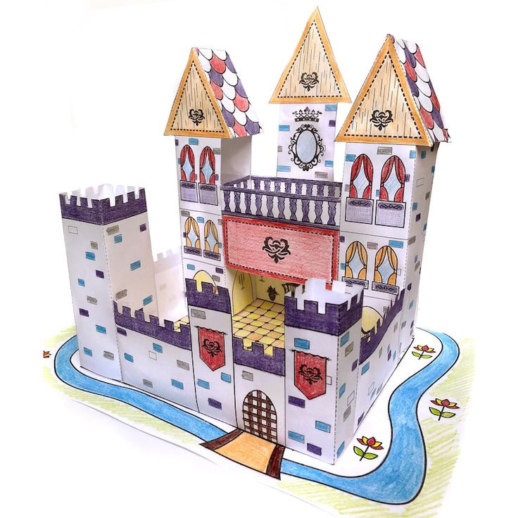 Printable paper toy princess castle paper craft kit coloring