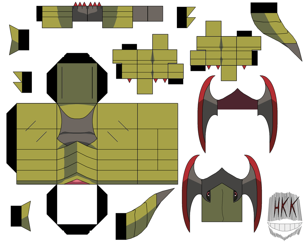 Haxorus paper toy free printable papercraft templates