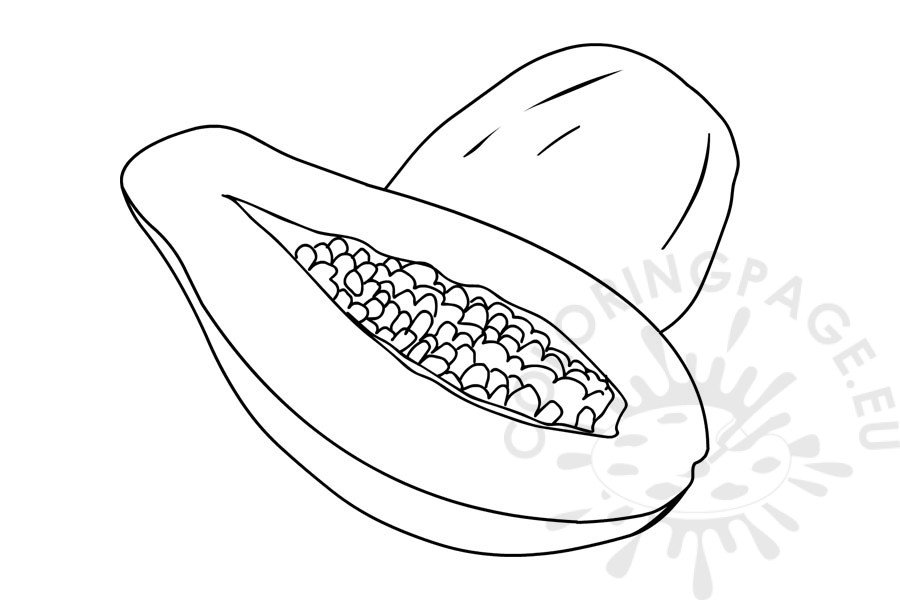 Papaya fruit outline coloring page