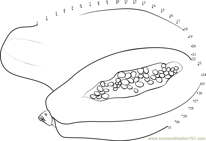 Papayas dot to dot printable worksheet