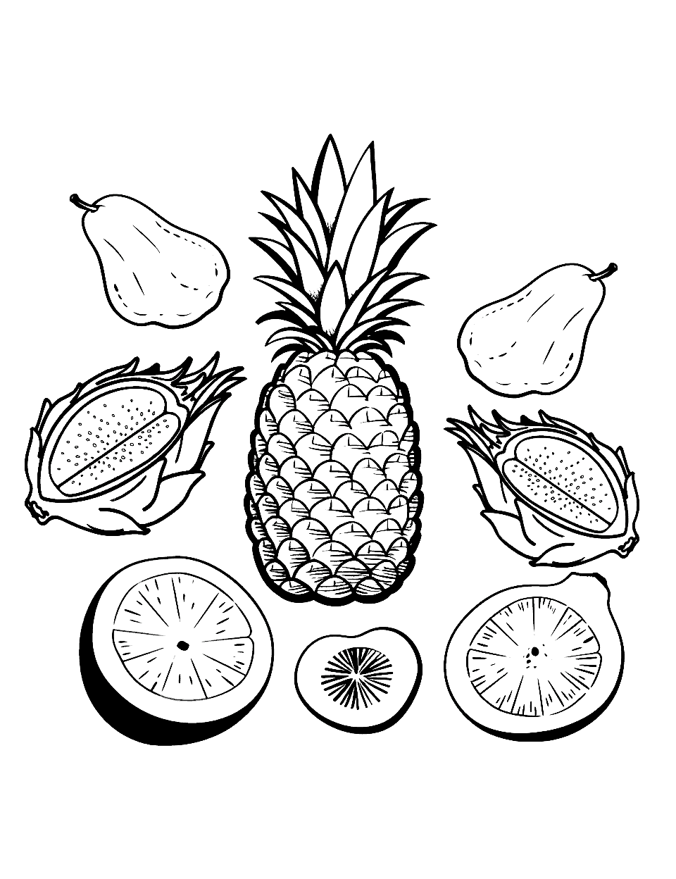 Fruit coloring pages free printable sheets