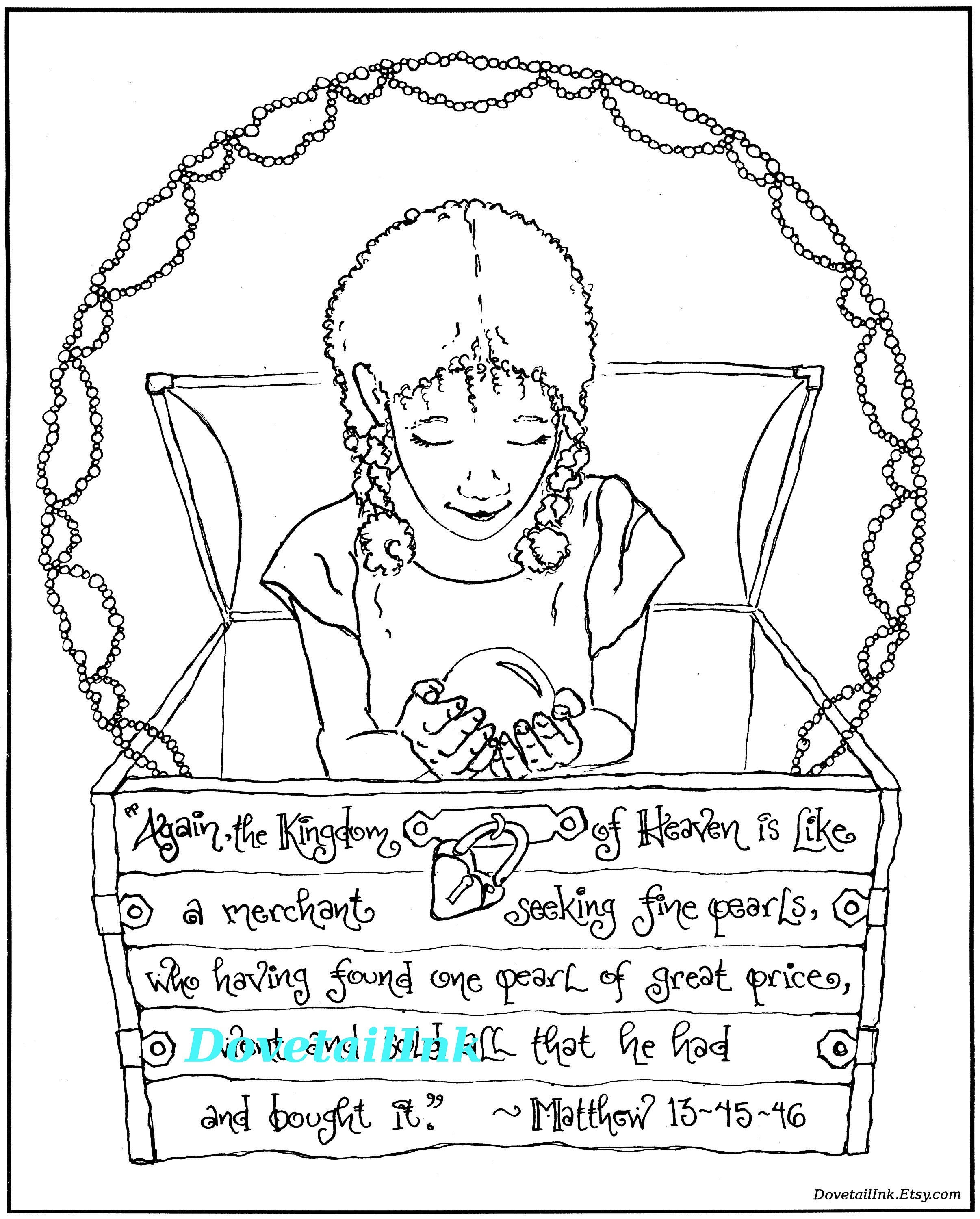 Printable pearl of great price coloring page christian catholic all ages matthew re sunday school catechesis of good shepherd