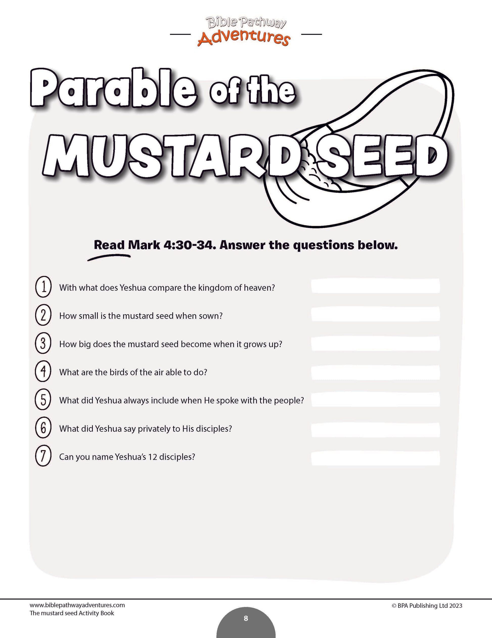 Parable of the mustard seed activity book pdf â bible pathway adventures