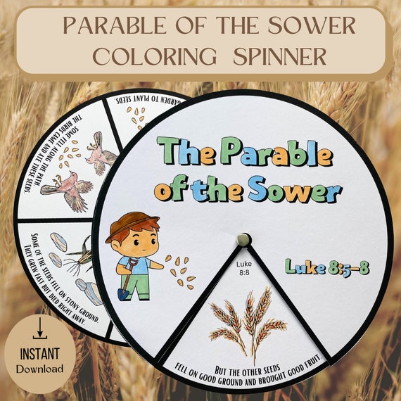 Parable of the sower coloring spinner wheel parable of the sower craft sunday school craft kids ministry craftl bible activity